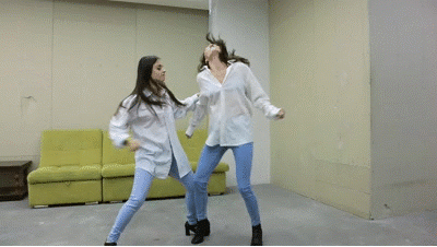 Glenda and Naomi beats each others stomachs